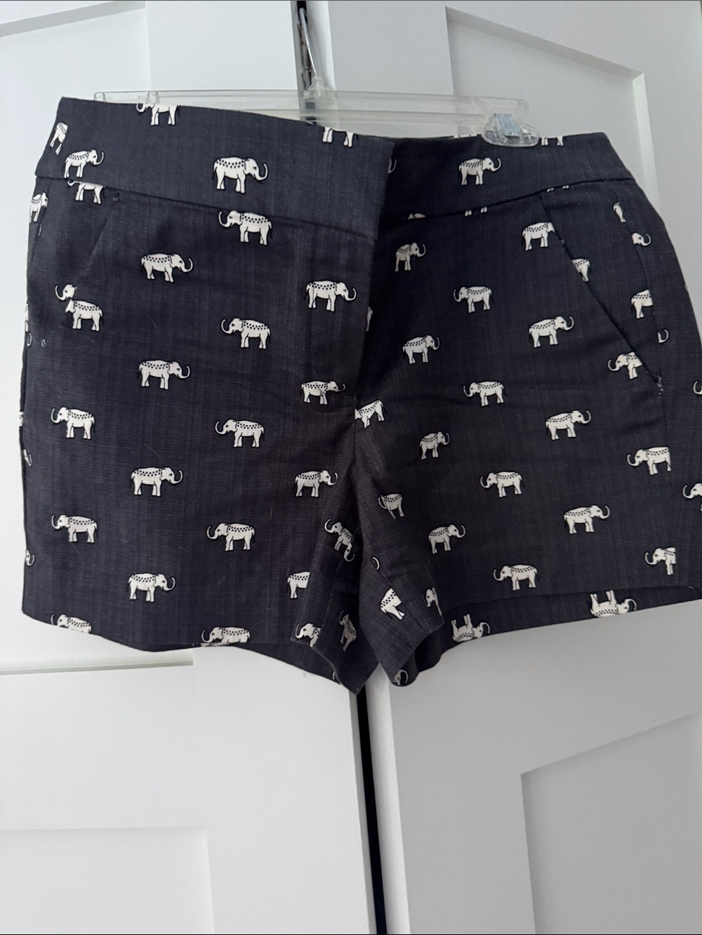 LOFT Heather Dark Grey Elephant-Print Jean Shorts